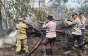 Hotspot Terdeteksi, Kapolres dan Wabup Pelalawan Turun Langsung Padamkan Karhutla di Teluk Meranti