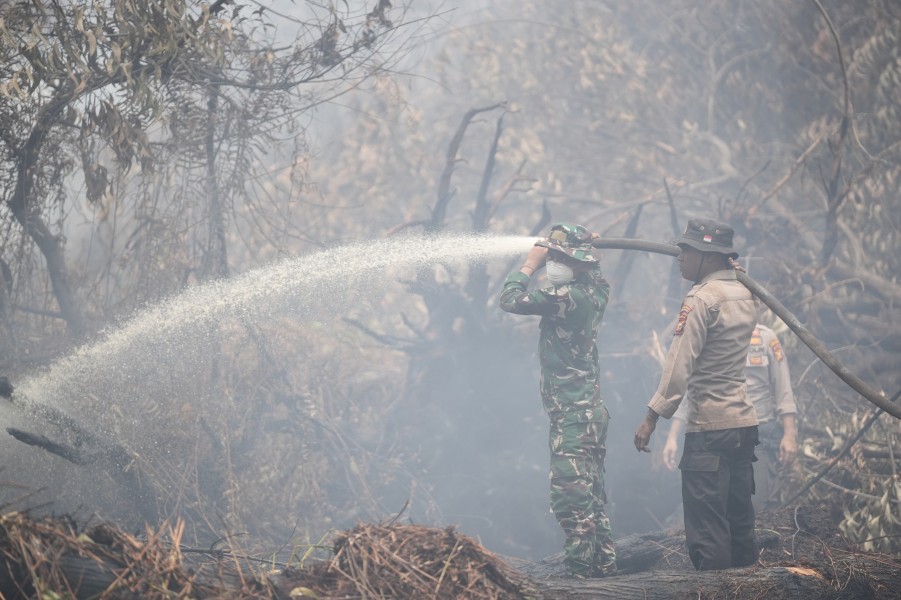 Tak Cukup dari Udara, Kapolda dan Pangdam Turun Langsung Tangani Karhutla di Kerumutan