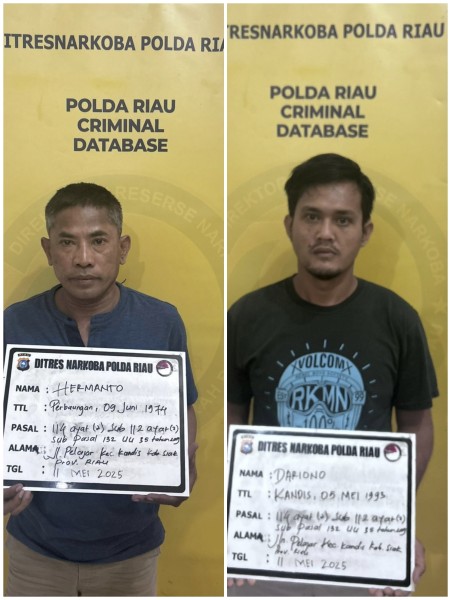 Ditresnarkoba Polda Riau Ungkap Dua Pengedar Sabu di Kandis, 20 Paket Sabu Diamankan.