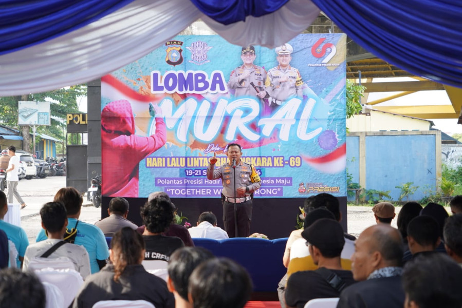 Dirlantas Polda Riau Gelar Lomba Mural, Meriahkan Semarak HUT Lalulintas Bhayangkara ke 69