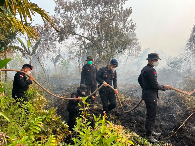 Perkuat Penanganan Karhutla Kampar, 46 Personel Brimob Diterjunkan