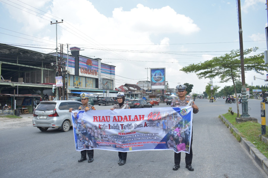Guna Meningkatkan Kesadaran Berlalu Lintas, Satlantas Polresta Pekanbaru Ajak Masyarakat Berpartisipasi Dalam Program Tematik Kampanye Berkeselamatan Lalu Lintas