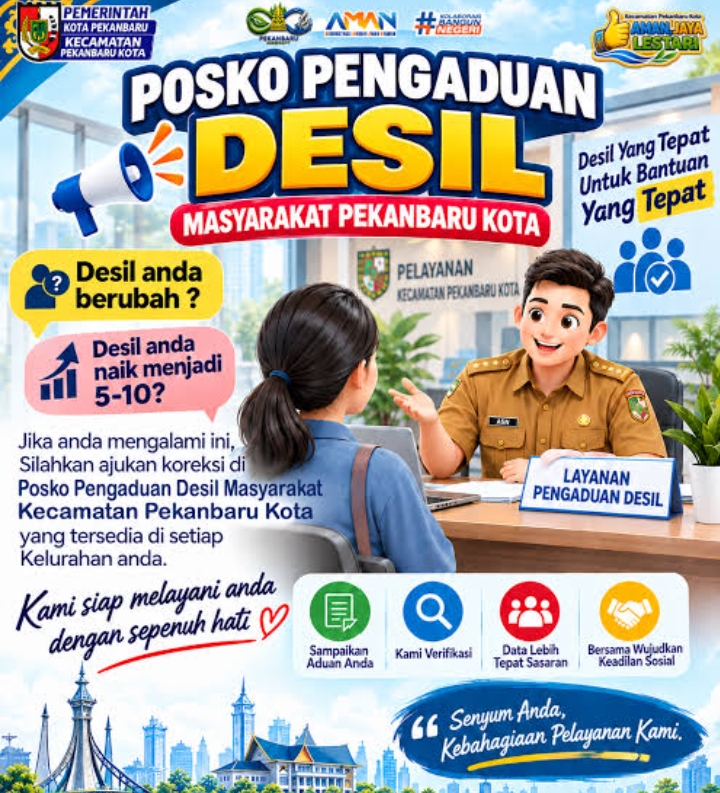 Pemko Pekanbaru Buka Posko Pengaduan Perubahan Desil, Warga Bisa Klarifikasi Data Bansos