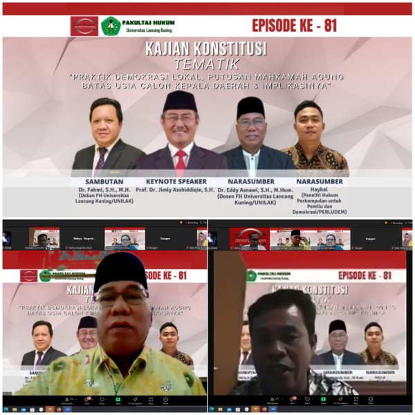FH Unilak Undang Mantan Ketua MK Prof Jimly Narsumber Webinar Terkait Batas Usia Calon Kepala Deaerah