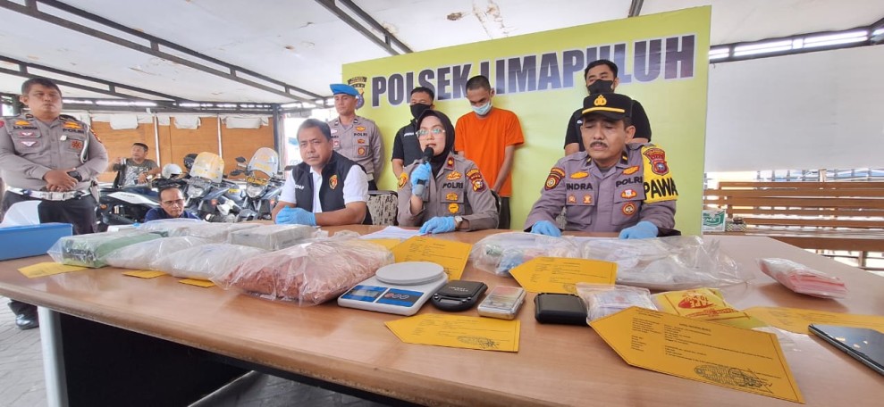 Peredaran Narkoba Senilai Rp7,5 Miliar Dan Satu Orang Tersangka Berhasil Diungkap Polsek Limapuluh.
