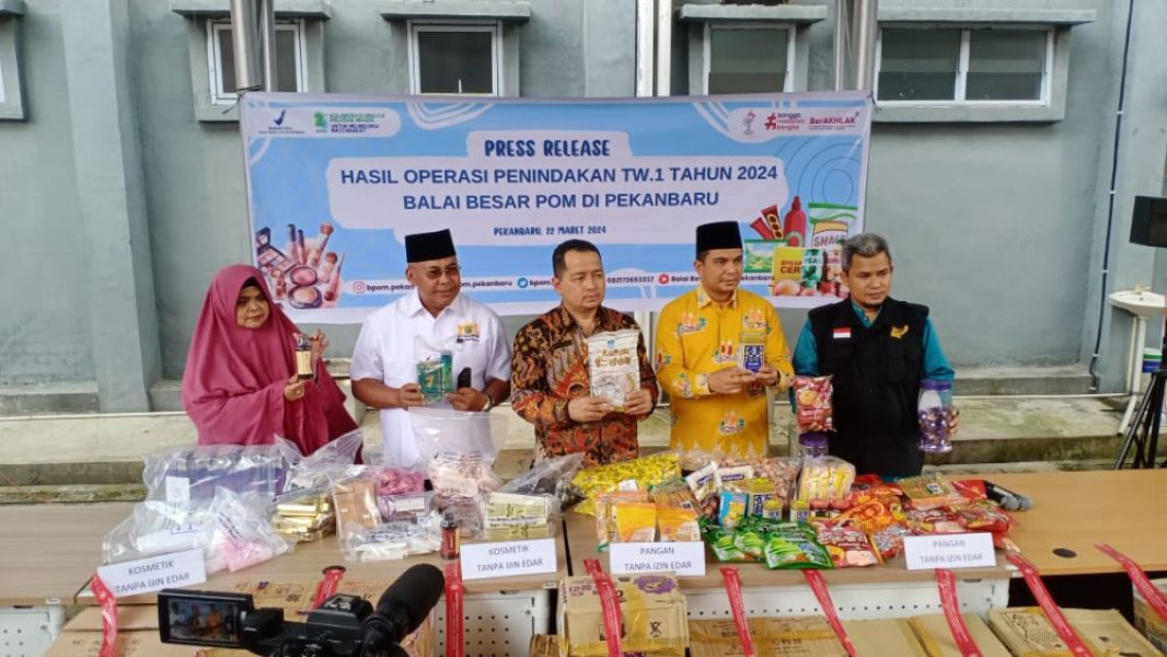 BPOM Pekanbaru Amankan Kosmetik dan Makanan Ilegal Senilai Miliaran Rupiah