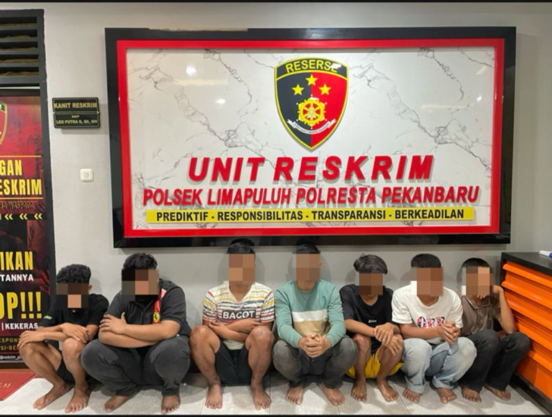 Rusuh Bawa Sajam, 7 Kelompok Remaja Bermotor Diringkus Tim Gabungan Polresta Pekanbaru Dan Polsek Limapuluh.
