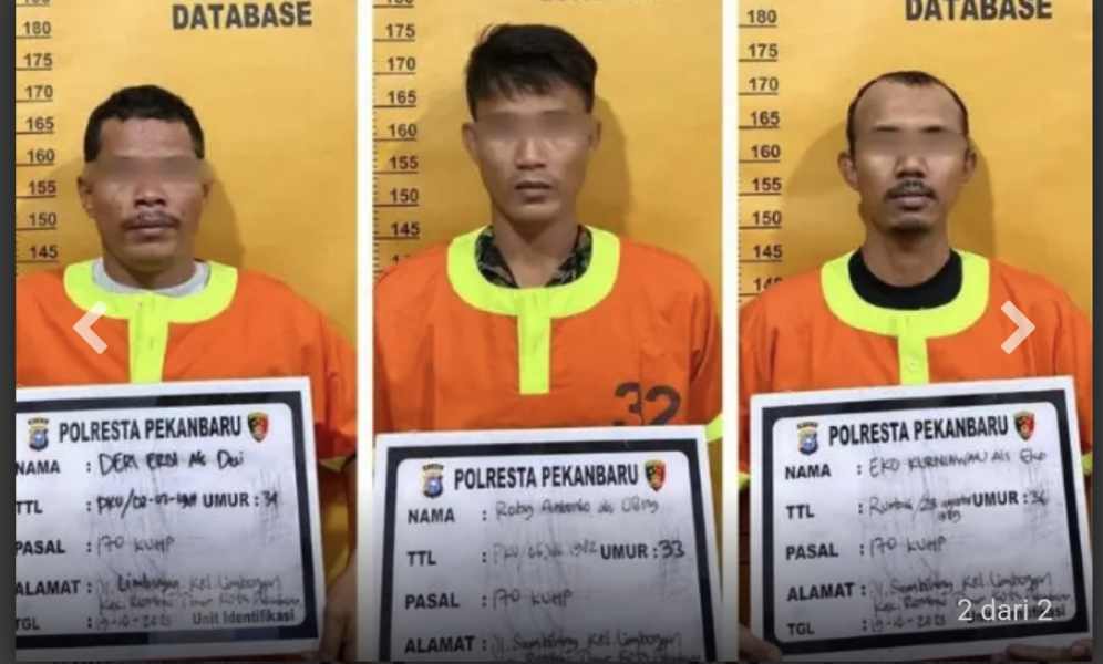 Tiga Pelaku Pengeroyokan Adit Dibekuk Tim Jembalang Polresta Pekanbaru.