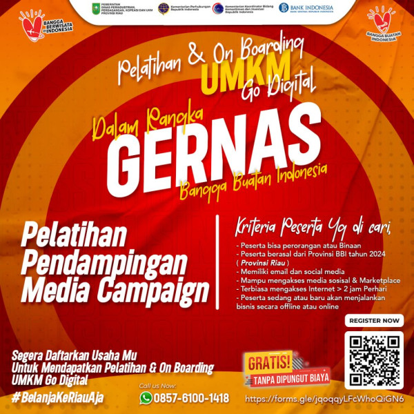 Pemprov Riau Sediakan 150 Stand UMKM Gratis di Gernas BBI dan BBWI, Begini Cara Daftarnya