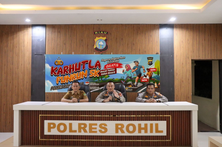 Konferensi Pers. 100 Persen Siap! Polres Rohil Gelar Karhutla Fun Run 2025