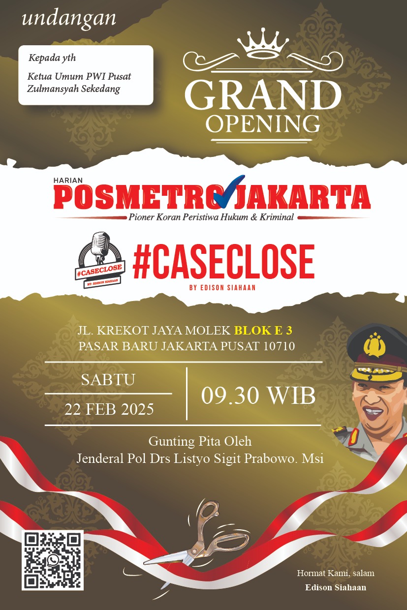 Ketua PWI Pusat Zulmansyah Sekedang Diundang Hadiri Grand Opening Posmetro Jakarta