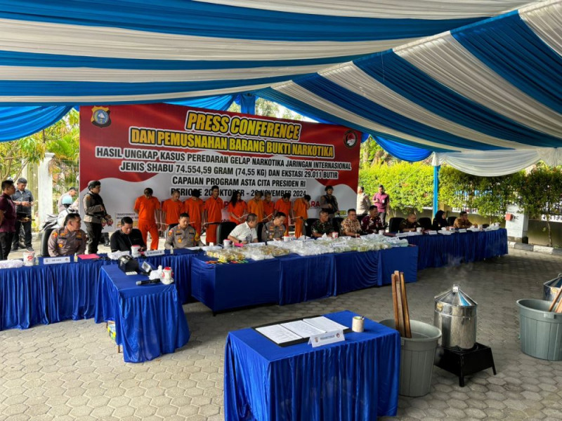 Sepanjang Tahun 2024 Polda Riau Tangkap 3.302 Tersangka, Amankan 509,58 Kg Sabu