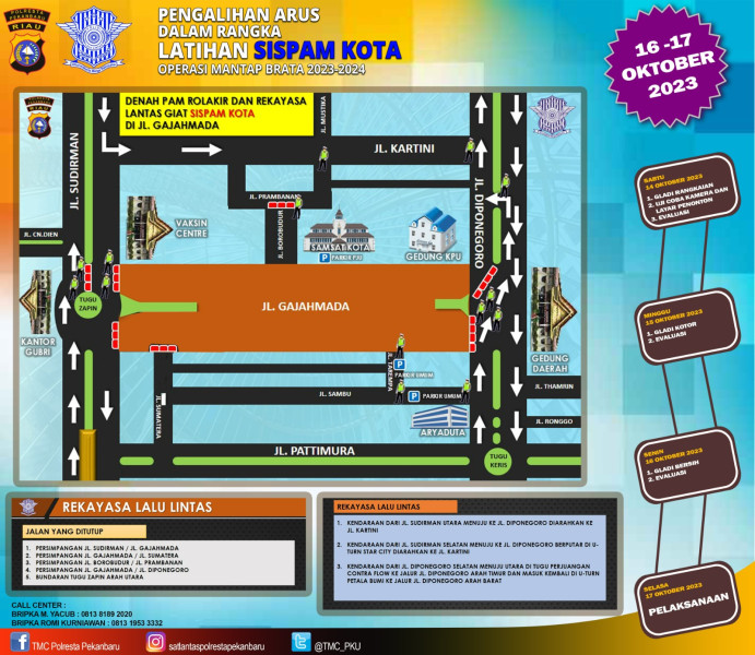 CFD di Pekanbaru Besok Ditiadakan, Polisi Gelar Latihan Simulasi Pengamanan Pemilu 2024