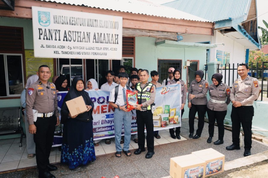 Sambut Hari Bhayangkara ke-80, Satlantas Polresta Pekanbaru Gelar Baksos di Panti Asuhan Amanah