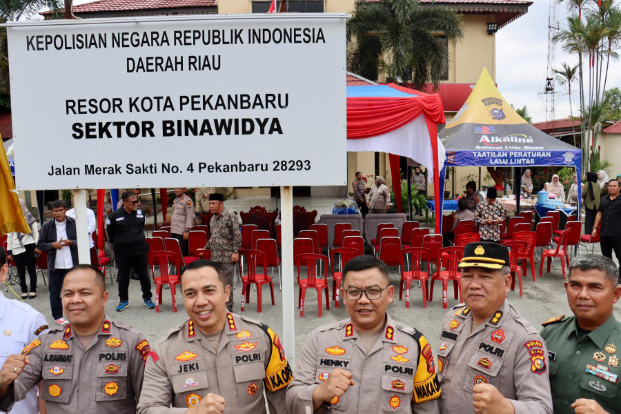 Diresmikan Kapolresrta Kombes Jeki, Nomenklatur Polsek Tampan Berganti Nama Menjadi Polsek Binawidya
