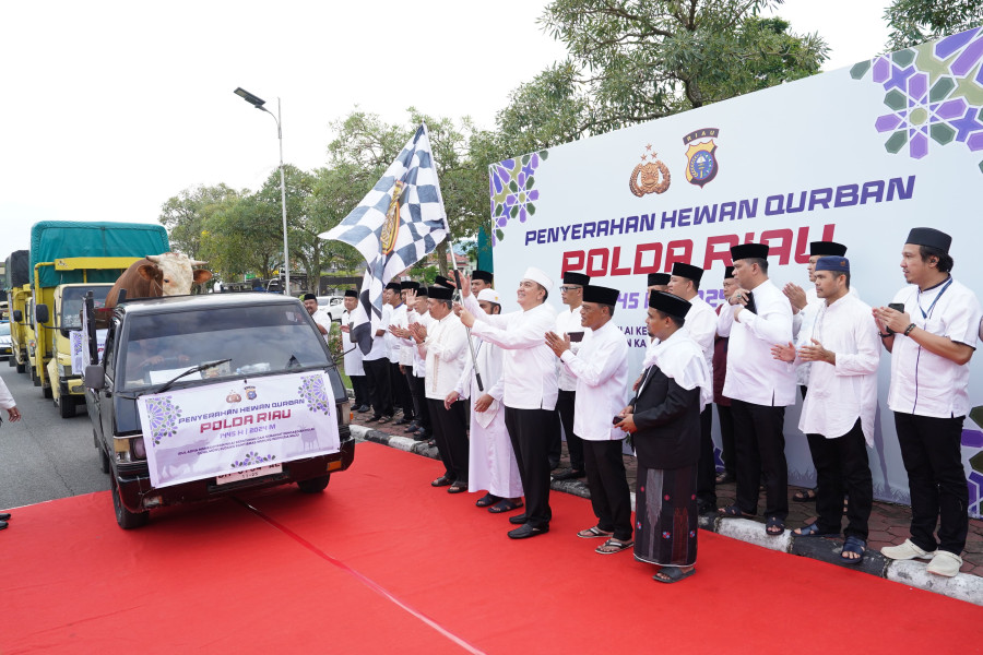 Polda Riau Salurkan 31 Sapi Limosin dan 20 Ekor Kambing