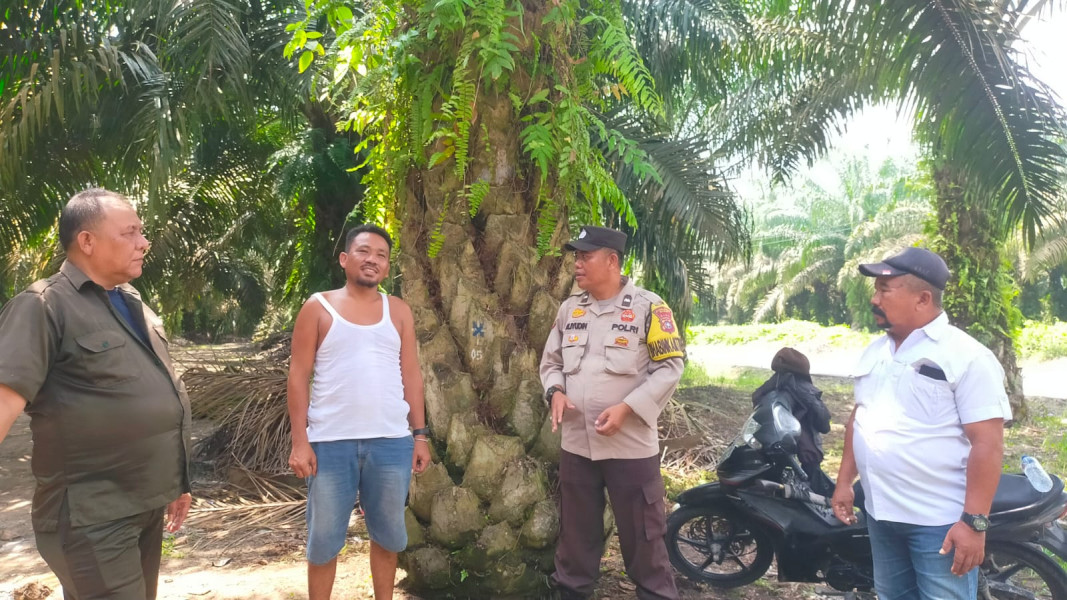 Sambangi Warganya di Kebun, Bhabinkamtibmas Polsek Siak Himbau Warga Desa Binaan Jaga Keamanan Jelang Pencoblosan Pilkada Serentak