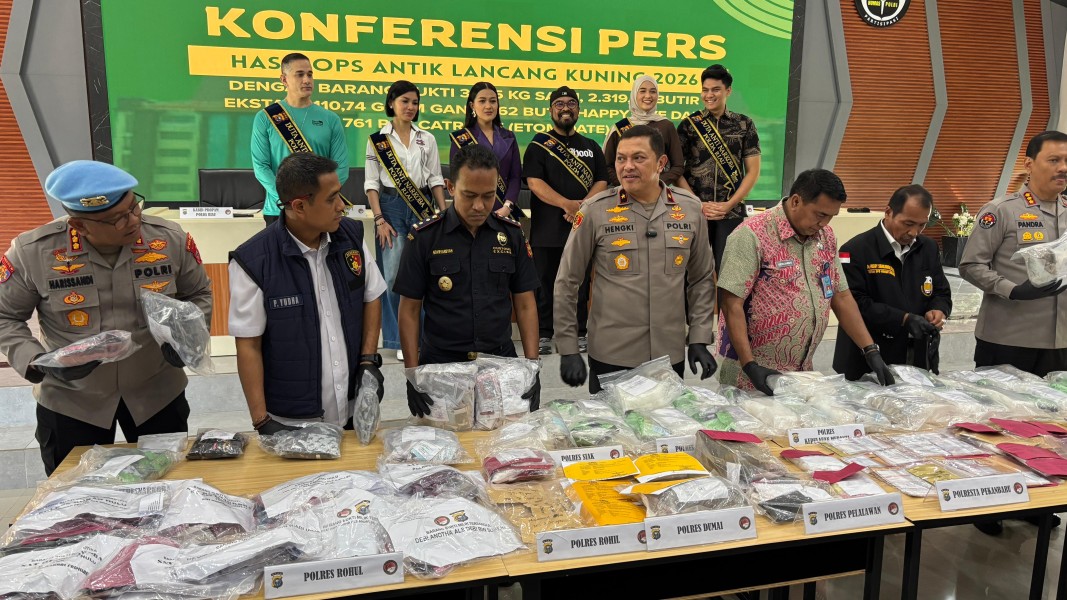 Polda Riau Ungkap 435 Kasus Narkoba, 557 Tersangka Diamankan Selama Operasi Antik 2026