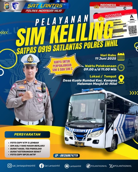 Mudahkan Pelayanan Untuk Warga, Satlantas Polres Inhil Hadirkan Layanan SIM Keliling