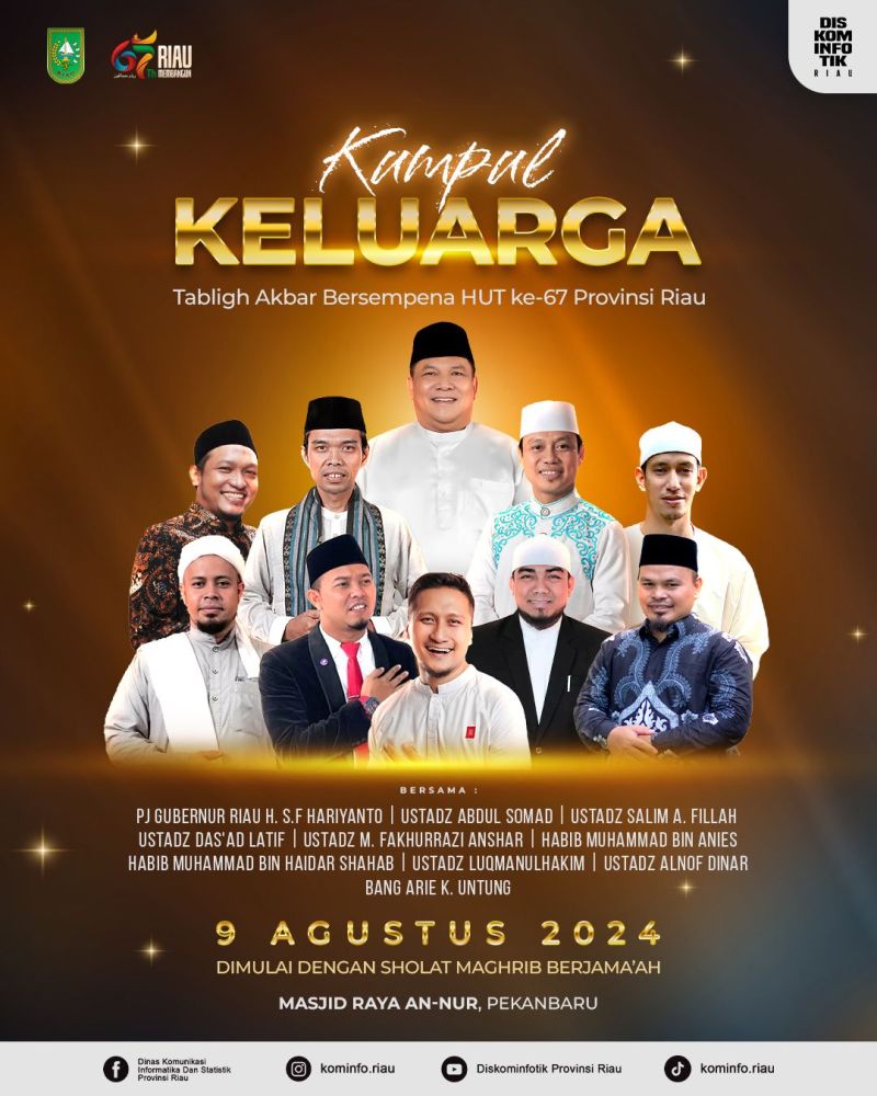 Hari Jadi ke 67 Provinsi Riau, Ulama Besar Indonesia Tablig Akbar di Masjid Raya An-Nur Riau