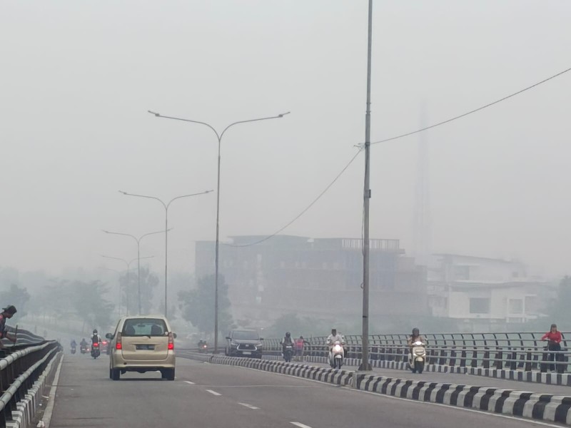 Kualitas Udara Pekanbaru Jumat Pagi Tidak Sehat, PM2.5 Tembus 117,4 µg/m³, Siang Hari Hujan Sempat Turun