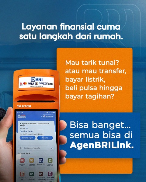 Lebih Dekat dan Mudah Tarik Tunai, Transfer, Bayar Listrik, Beli Pulsa, hingga Bayar Tagihan, Semua Bisa Dilakukan di AgenBRILink: