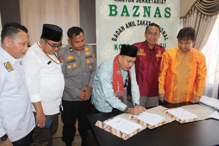 Kemenag Pekanbaru Bersama Baznas dan Polda Riau Lakukan Perjanjian Kerja Sama Pelatihan Diksar Satpam