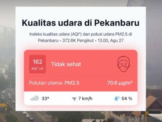 Udara Pekanbaru Masih Tak Sehat, 176 Hotspot Terdeteksi di Riau